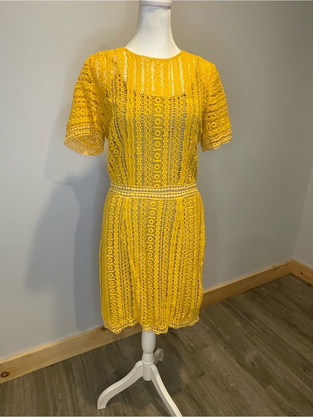 Michael Kors Yellow Lace Mini Dress